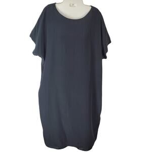 Vintage Spenser Jeremy Silk Black Dress Size 16W Lagenlook Minimalist Staple